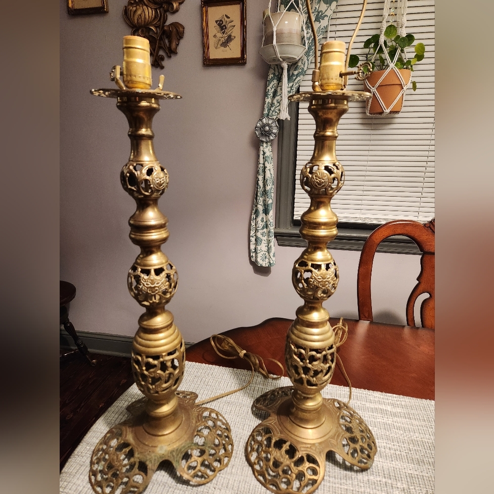 Mid Century Solid Brass Table Lamps